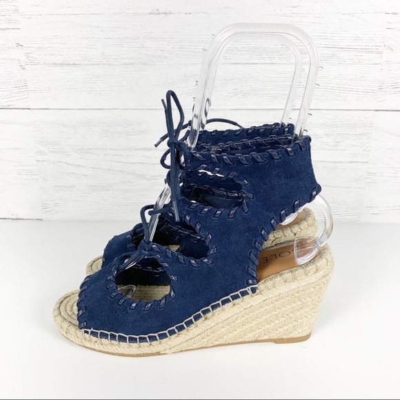Sole Society • Amethyst Navy Espadrille Wedges - Picture 2 of 8